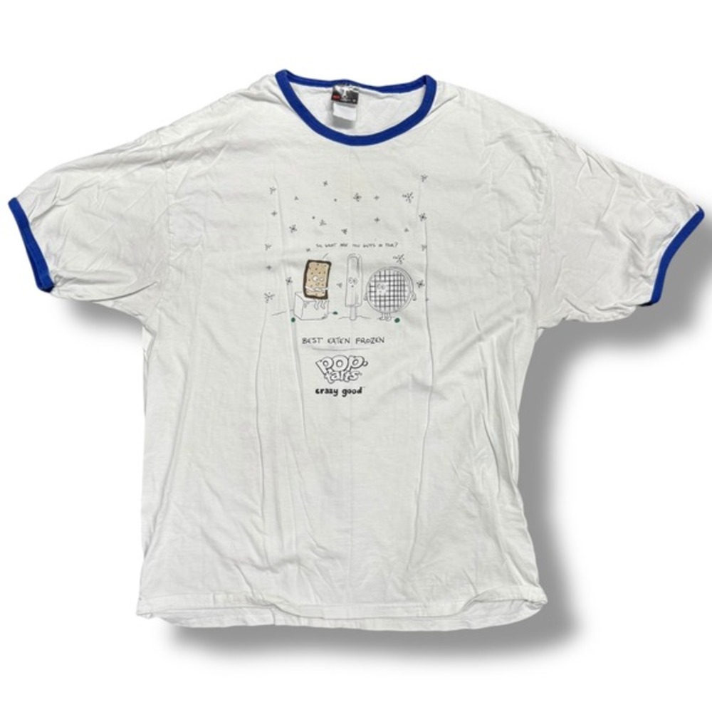 Vintage Hanes Beefy-T Pop Tarts graphic tee white ringer fits‎ M/L 90s style